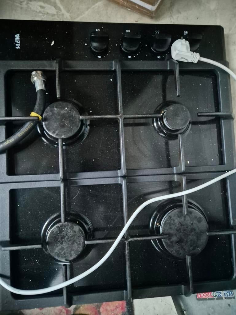 Zwarte Etna inbouw gaskookplaat, Ophalen, Gebruikt, 4 kookzones, Inbouw