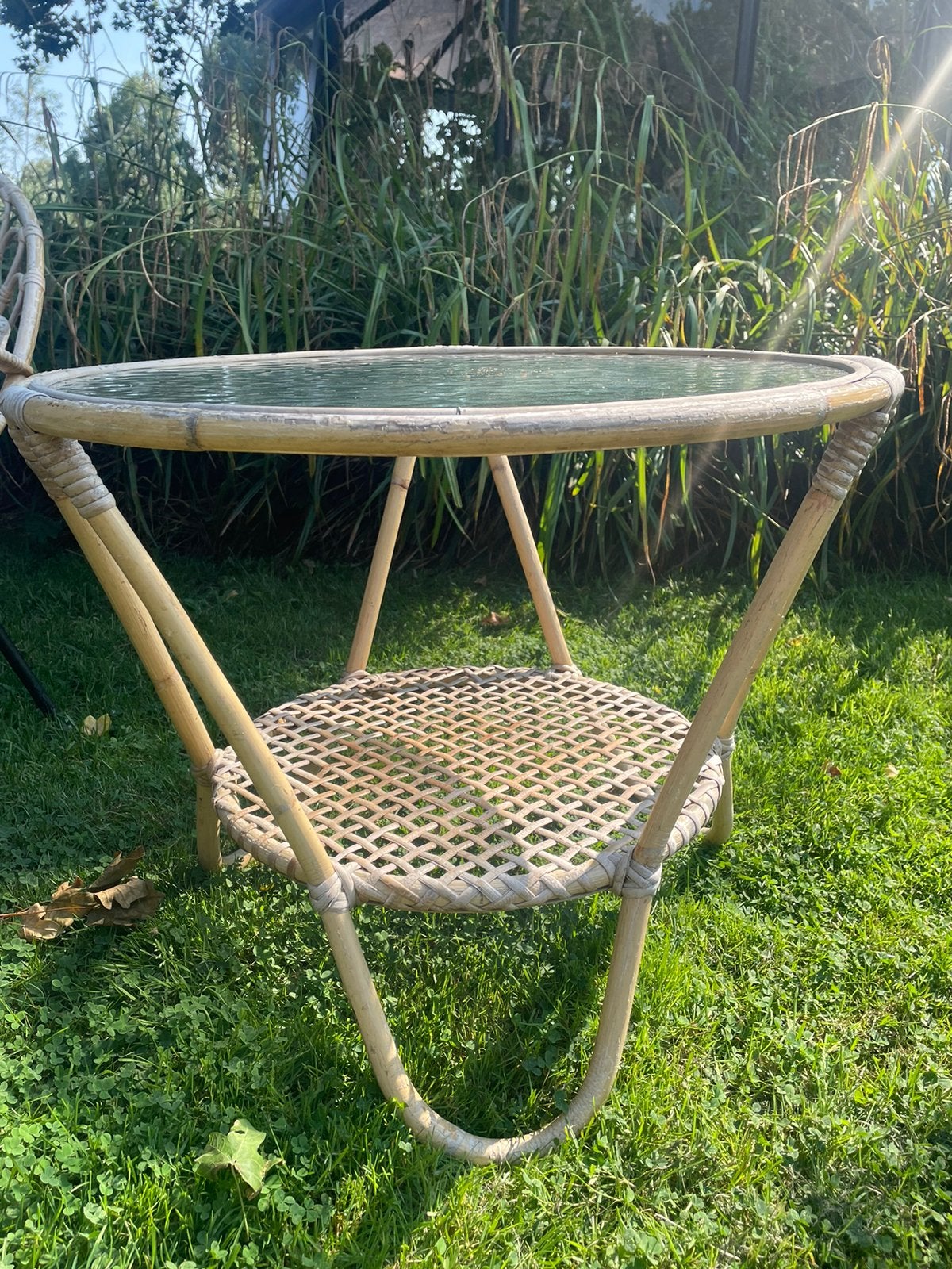 Te koop: rotan tafeltje, Tuin en Terras, Ophalen, Gebruikt, Rotan