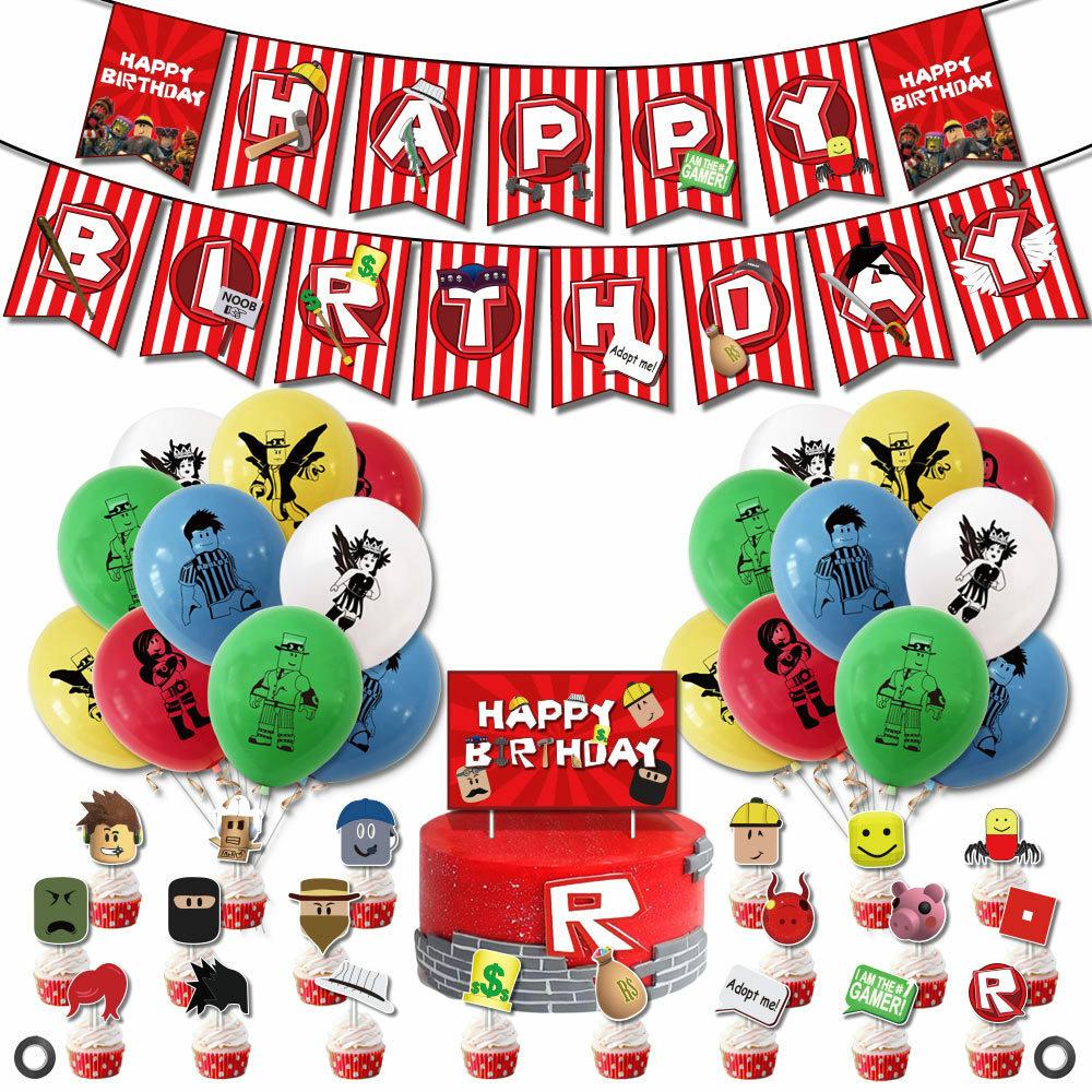 Roblox Verjaardagsfeest Decoratie Set - Ballonnen & Banner, Hobby en Vrije tijd, Feestartikelen, Versiering, ., Verjaardag, Nieuw