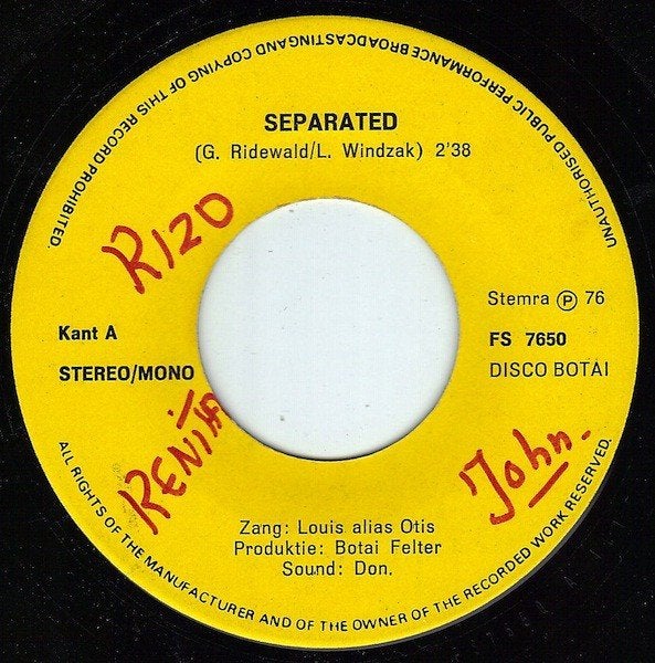 Soul Single (1976) Louis alias Otis - Seperated /Mercy on me, Gebruikt, Originele persing, 7 inch, Ophalen of Verzenden