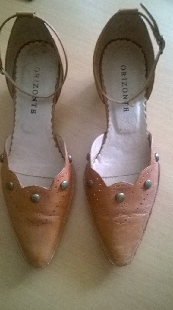 Italiaans leren zomerschoentje,ZGAN, klein hakje, maat 38, Kleding | Dames, Bruin, Zo goed als nieuw, ORIZONTE, Sandalen of Muiltjes