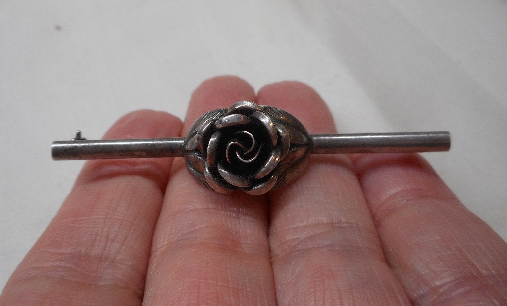 Zilveren vintage Teka broche roos nr.354