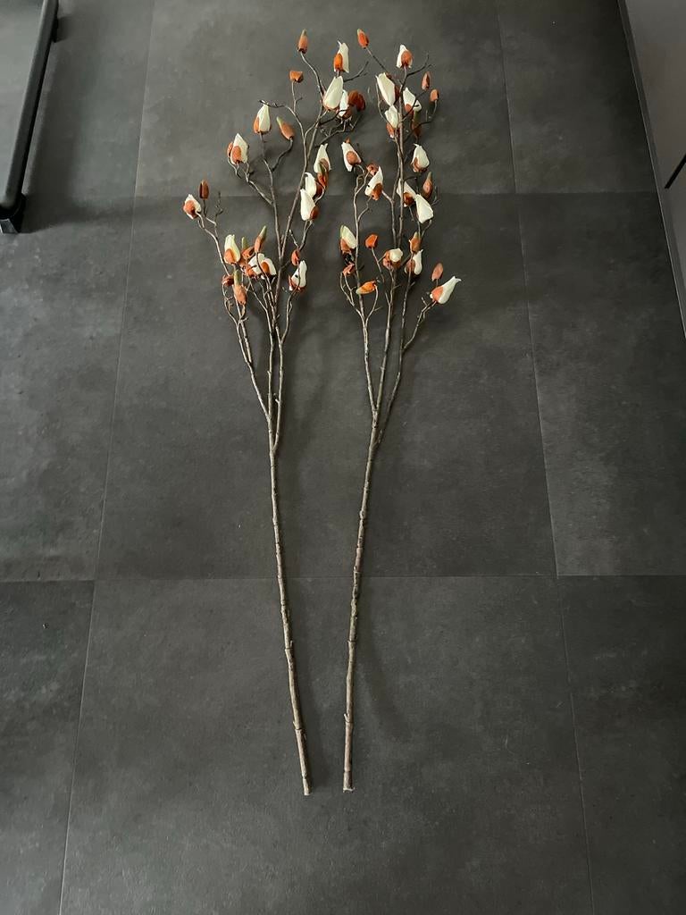 Kunstbloemen magnolia's, Huis en Inrichting, Woonaccessoires | Kunstplanten en Kunstbloemen, Gebruikt, Kunstbloem, Wit, Kunststof