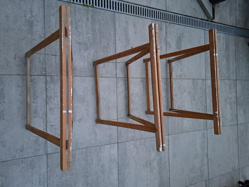 3x Houten schragen, inklapbaar, 65 cm hoog / 75 cm breed, Ophalen, Gebruikt, Minder dan 70 cm, Inklapbaar