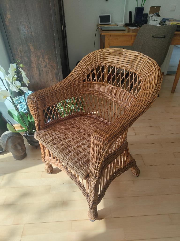 Serre stoelen Wilg Riet 4x, Huis en Inrichting, Ophalen, Overige materialen, Bruin, Zo goed als nieuw