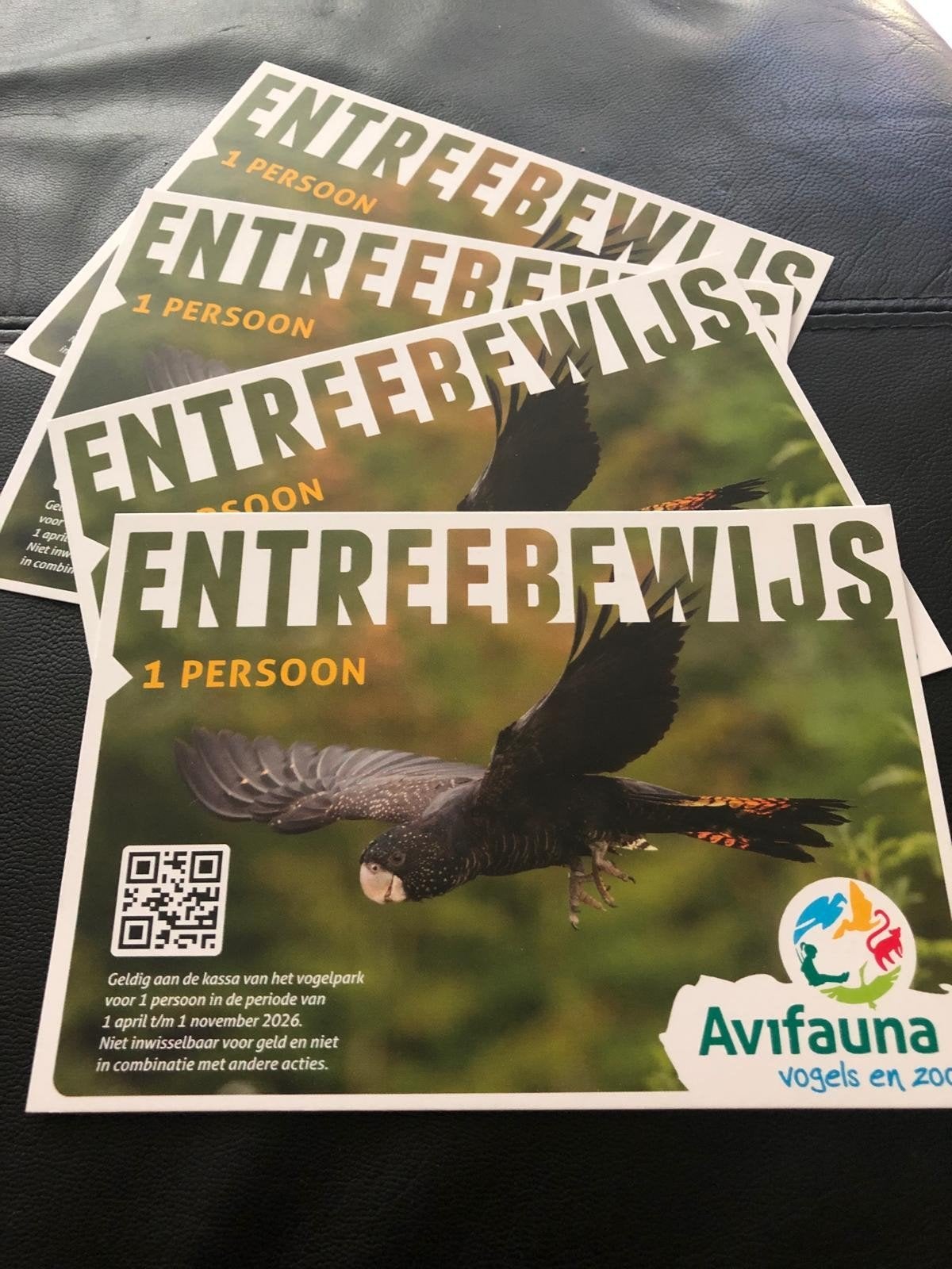 Entreekaarten Avifauna 4 stuks of los, Drie personen of meer