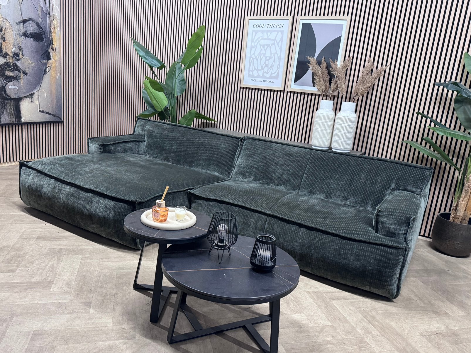 ZGAN | Trendhopper Barletta Hoekbank - Donkergroen - 315x160, -, -, Hoekbank, 300 cm of meer