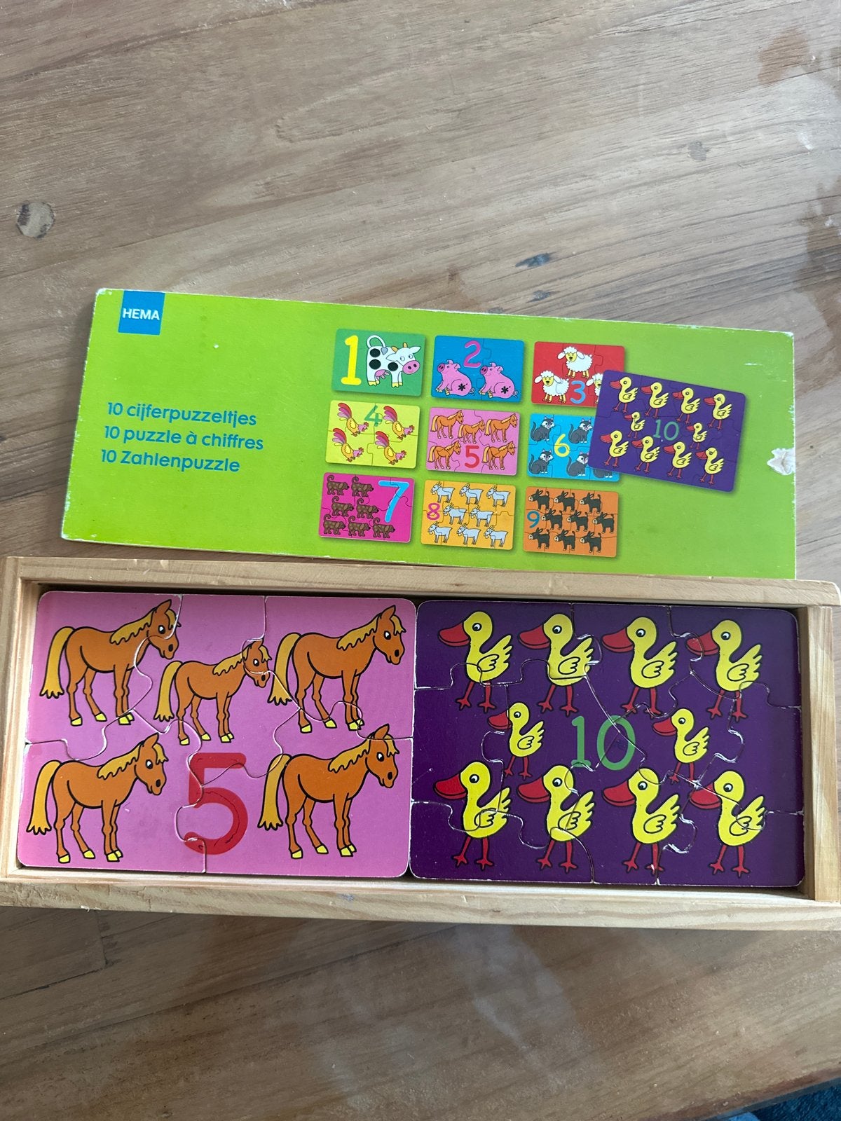 Hema cijferpuzzeltjes - Leer tellen met plezier!, Kinderen en Baby's, 2 tot 4 jaar, 10 tot 50 stukjes, Ophalen of Verzenden, Zo goed als nieuw