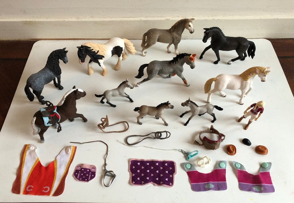 Schleich collectie 7 paarden & 3 veulens, Ophalen of Verzenden, Gebruikt, Overige typen