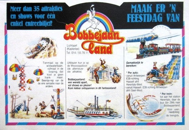 Vintage advertentie reclame Bobbejaanland 1980 Bobbejaan, Ophalen of Verzenden, Gebruikt, Overige typen