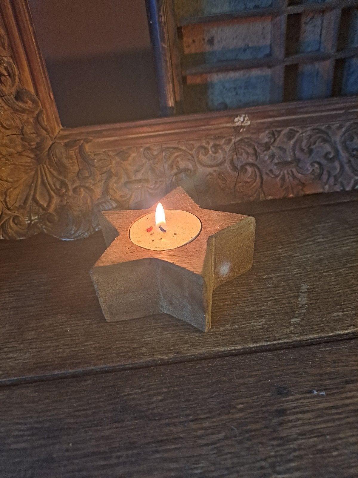 houten waxine lichtje ster sober,landelijk,kerst, Ophalen of Verzenden, X, X, X