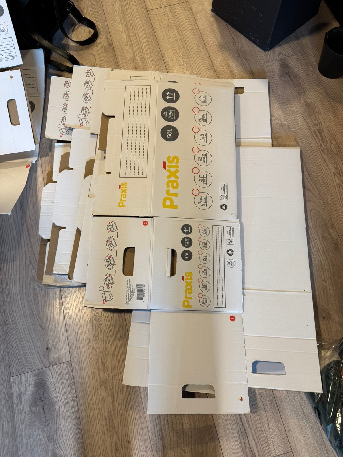 Verhuisdozen 50L 5x, Ophalen, Doos, 40 tot 60 cm, 50 tot 75 cm