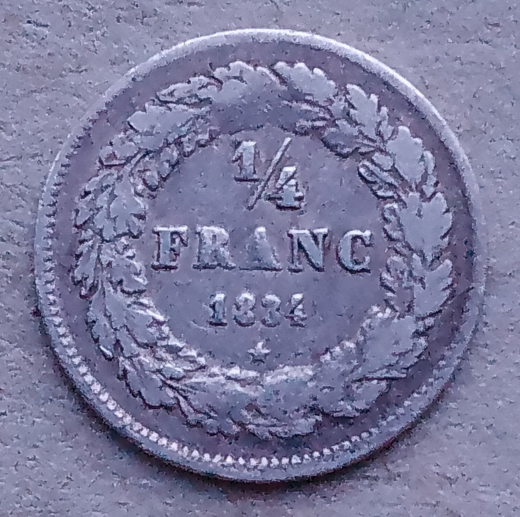 België, 1/4 franc 1834 met handtekening., Ophalen of Verzenden, België, Losse munt, Zilver