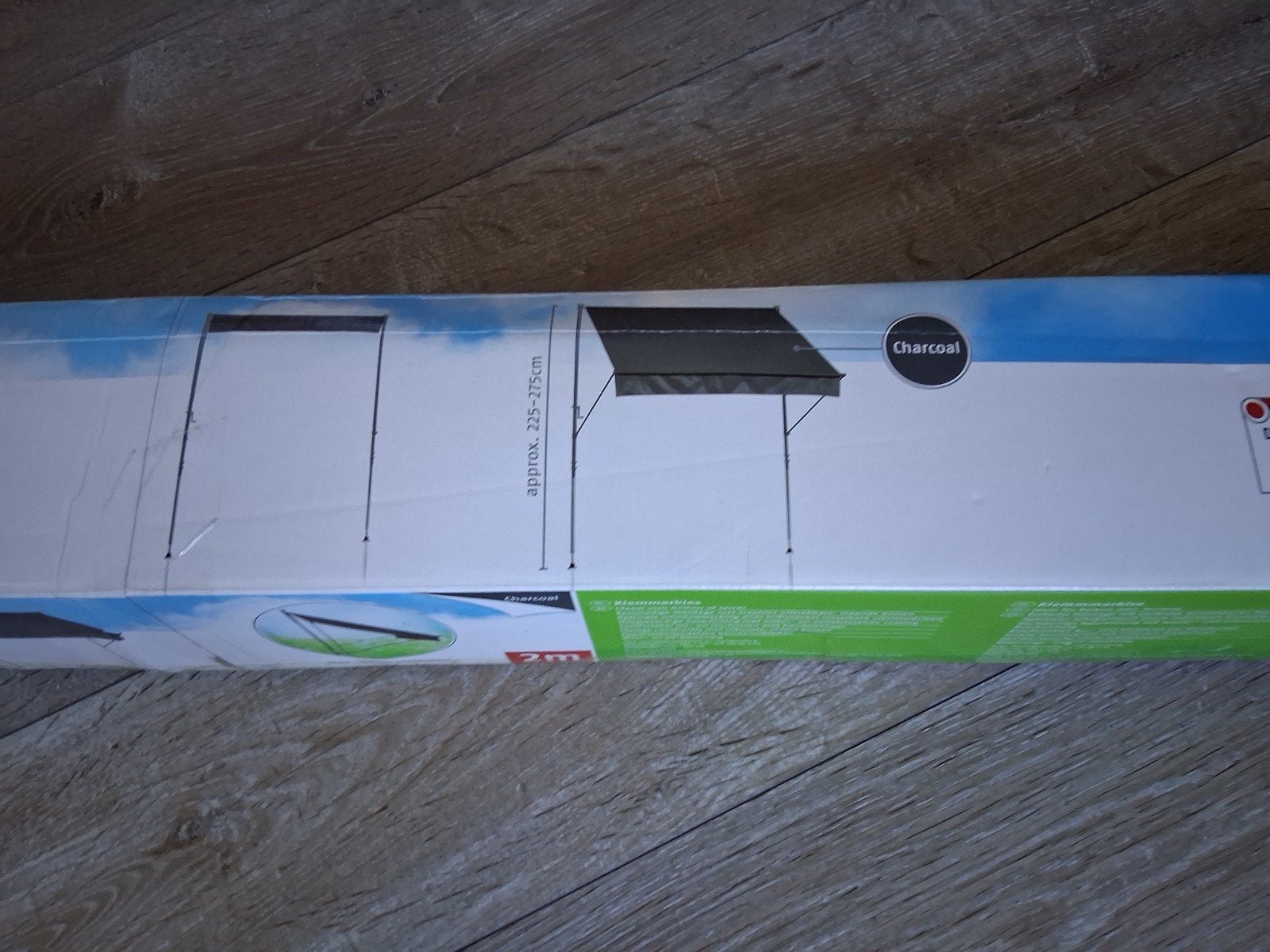 Te koop,klemzonnescherm 2mx2.25m.kleur grijs., Ophalen, Nieuw