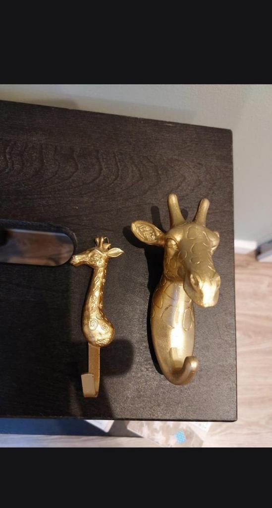 2 gouden giraffe wandhaak/kapstokhaak, Ophalen of Verzenden, Metaal, Wandkapstok, Minder dan 100 cm