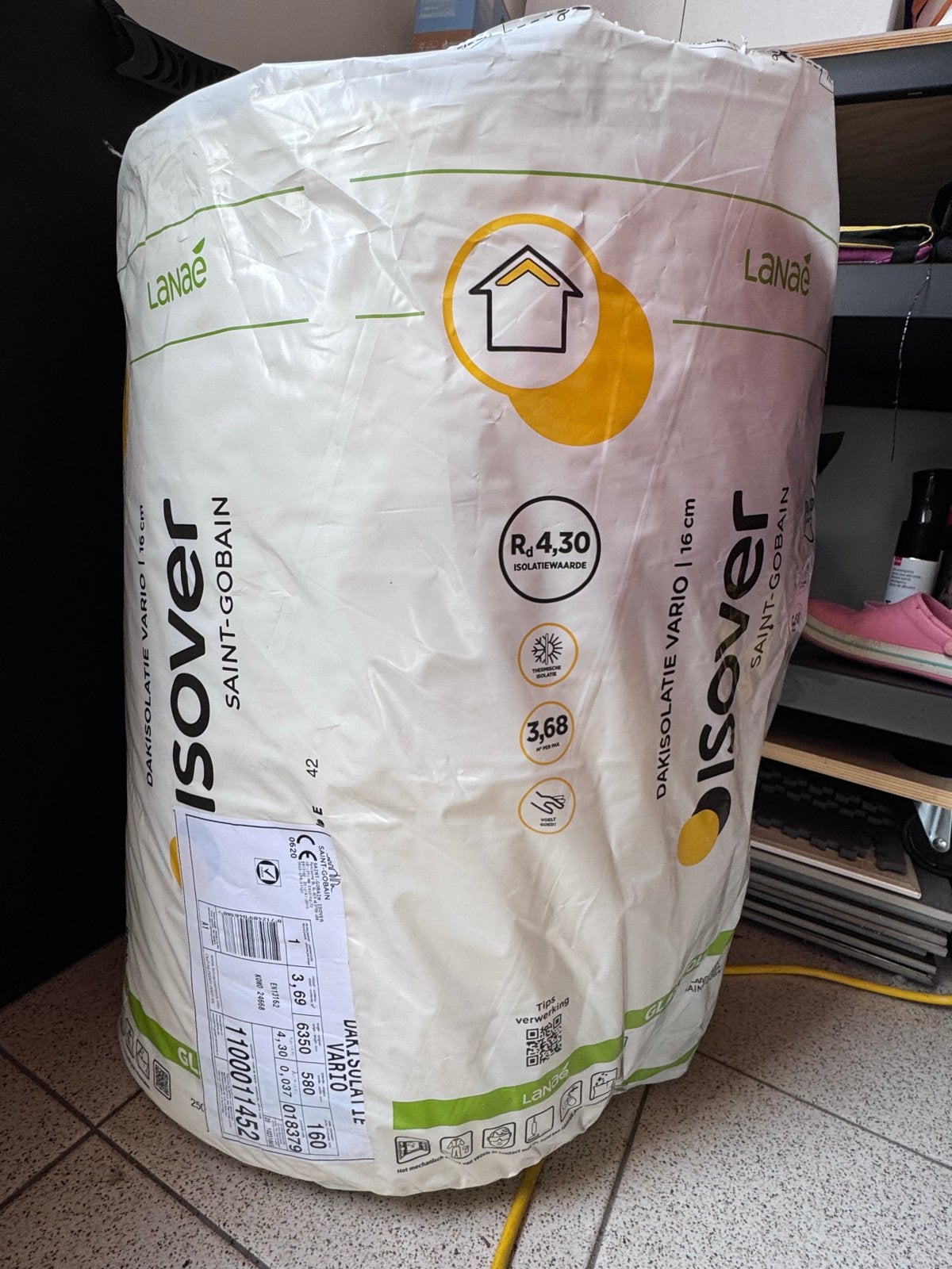 Isover Saint-Gobain Dakisolatie Vario 16 cm Glaswol, 12 cm of meer, Glaswol, Ophalen, Dakisolatie