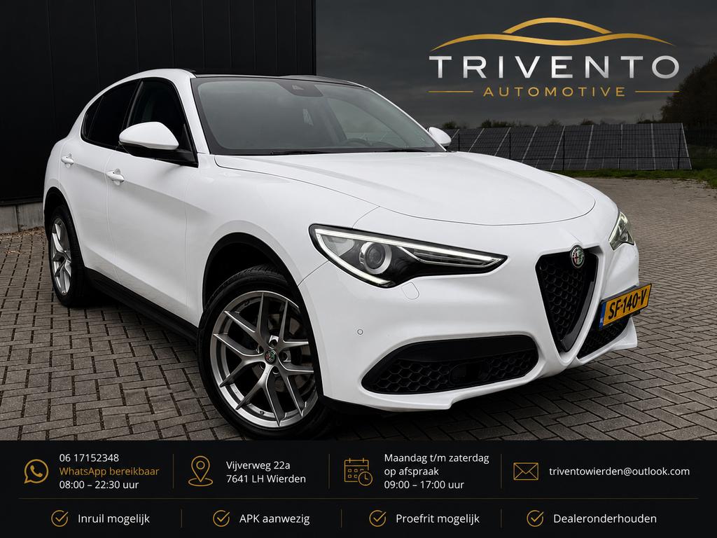 Alfa Romeo Stelvio 2.0 280pk LAGE KM STAND / TREKHAAK, Automaat, 1995 cc, 4 cilinders, Wit