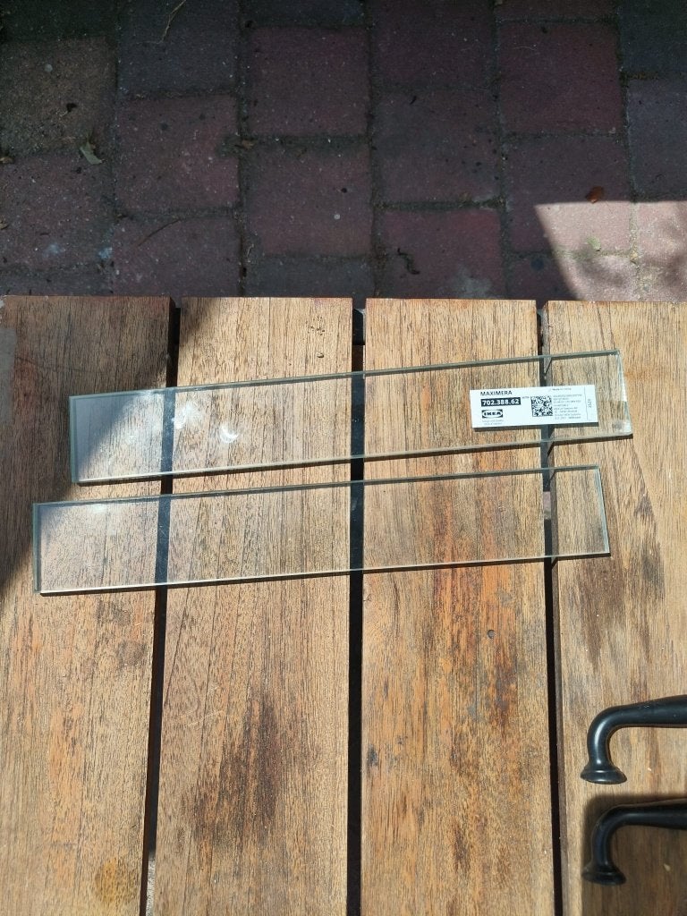 IKEA MAXIMERA Inzet ladezijkant, middellang, glas, 37 cm, Ophalen, Minder dan 150 cm, Minder dan 100 cm, 25 tot 50 cm