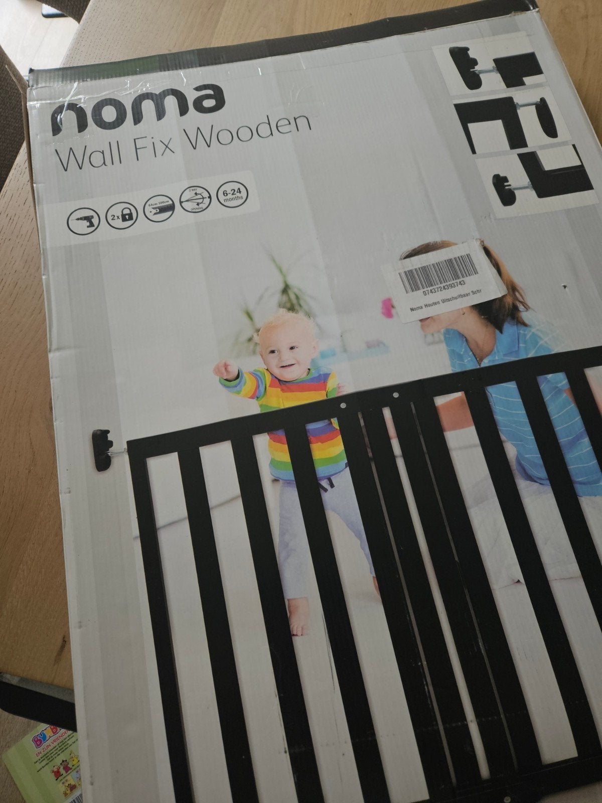 Noma Wall Fix Wooden Veiligheidshekje Zwart, Ophalen, Nieuw, Schroefhekje, Hout