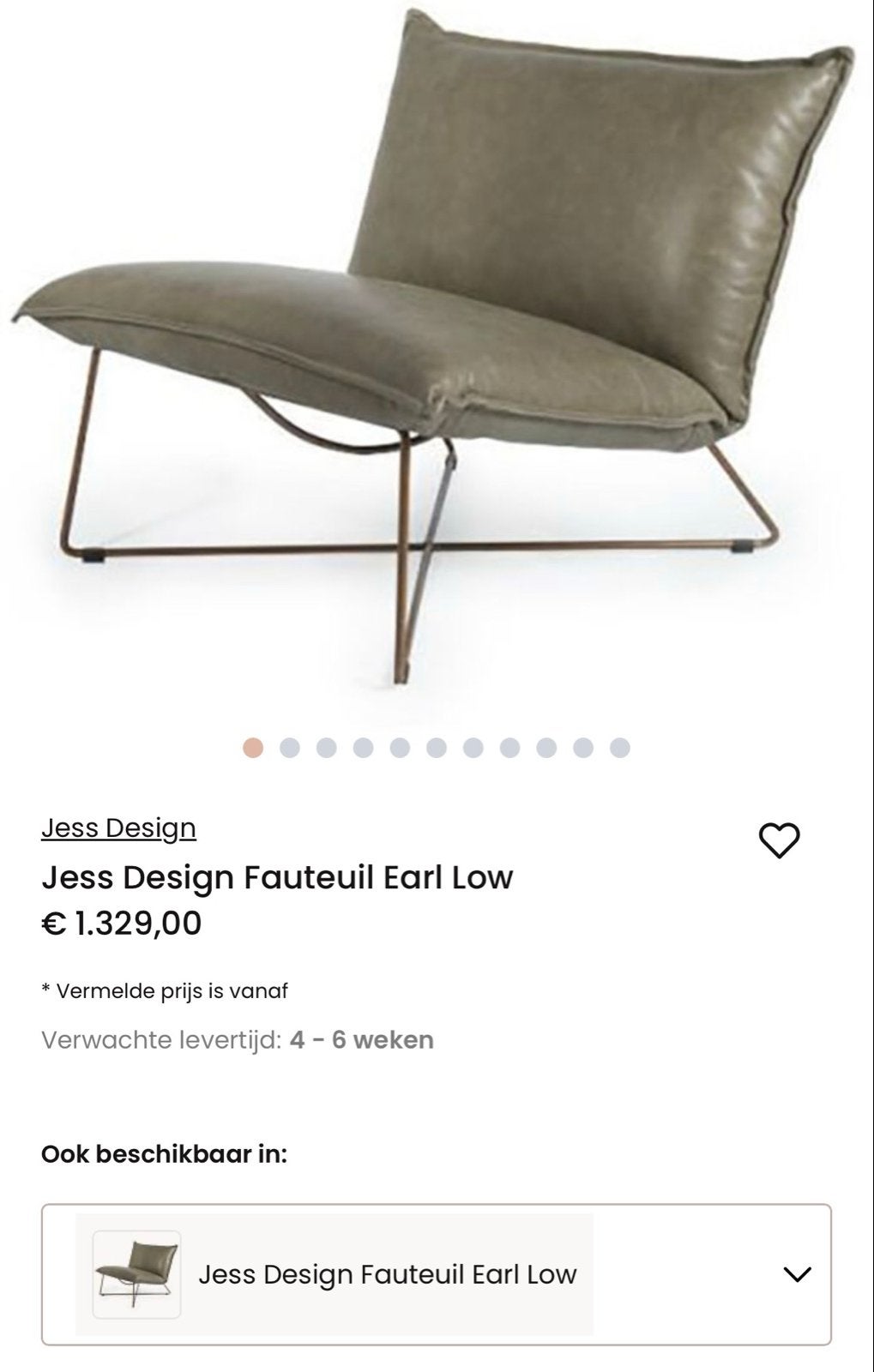 Jess Design Fauteuil Earl Low - Comfortabel en Stijlvol, Huis en Inrichting, Ophalen, Gebruikt, Leer, 75 tot 100 cm