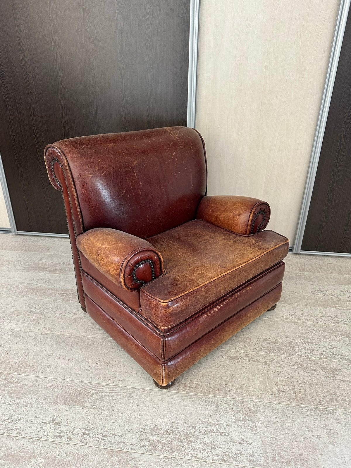 Stijlvolle Chesterfield fauteuil echt leder (kindermaat), Antiek en Kunst, Antiek | Meubels | Stoelen en Banken, Ophalen