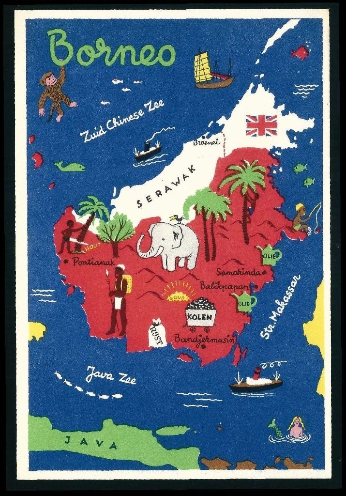 Jan Wijga Indonesie Borneo W12, Ophalen of Verzenden, 1920 tot 1940, Ongelopen, Sterren en Beroemdheden