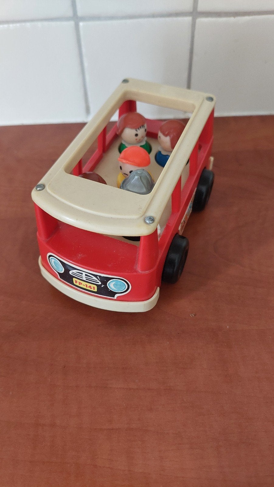 Vintage Fisher-Price Schoolbus FP-141 met figuren, Ophalen of Verzenden
