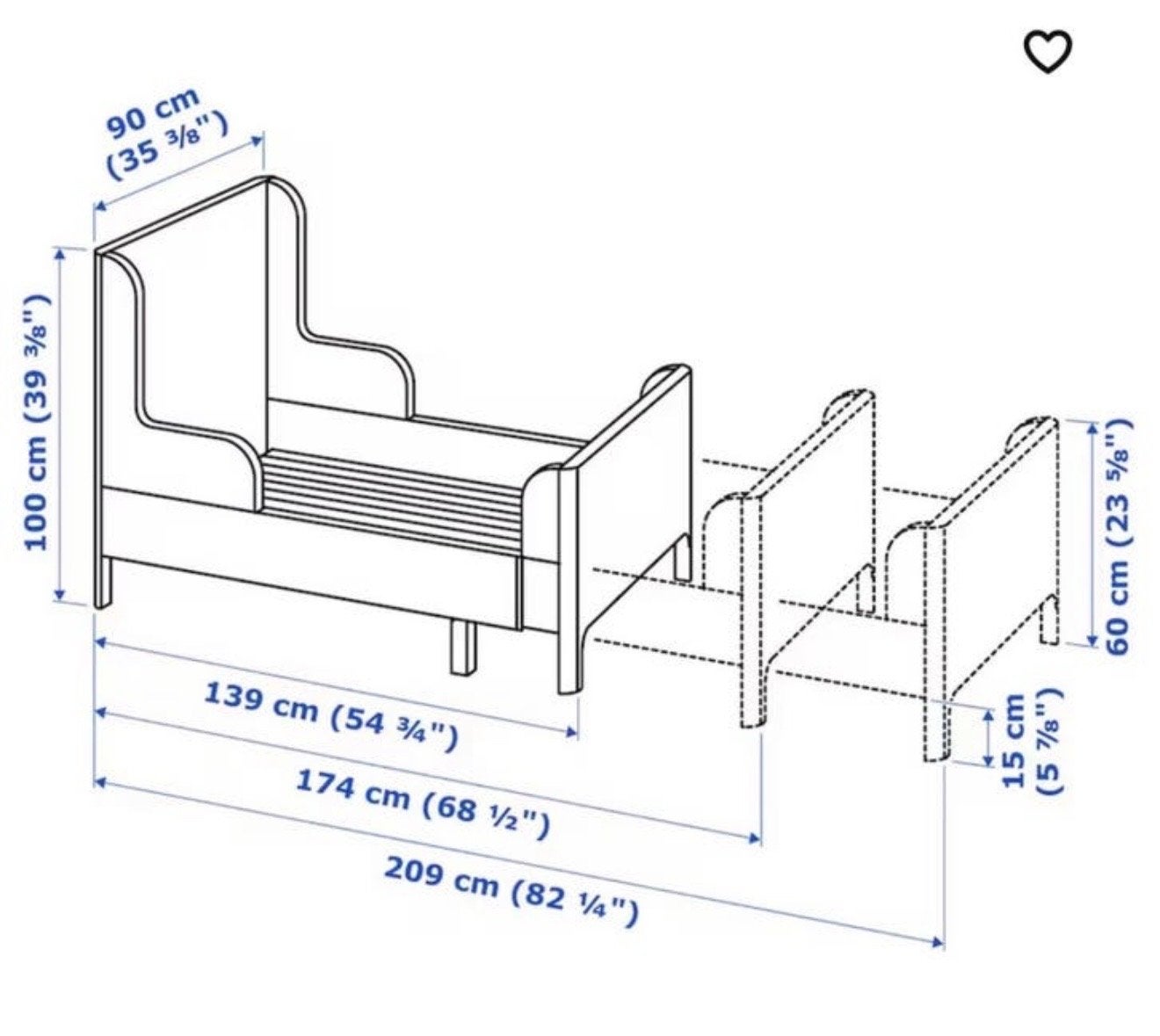 IKEA Sundvik uitschuifbaar kinderbed (wit), Kinderen en Baby's, Kinderkamer | Bedden, Gebruikt, 180 cm of meer, 85 tot 100 cm