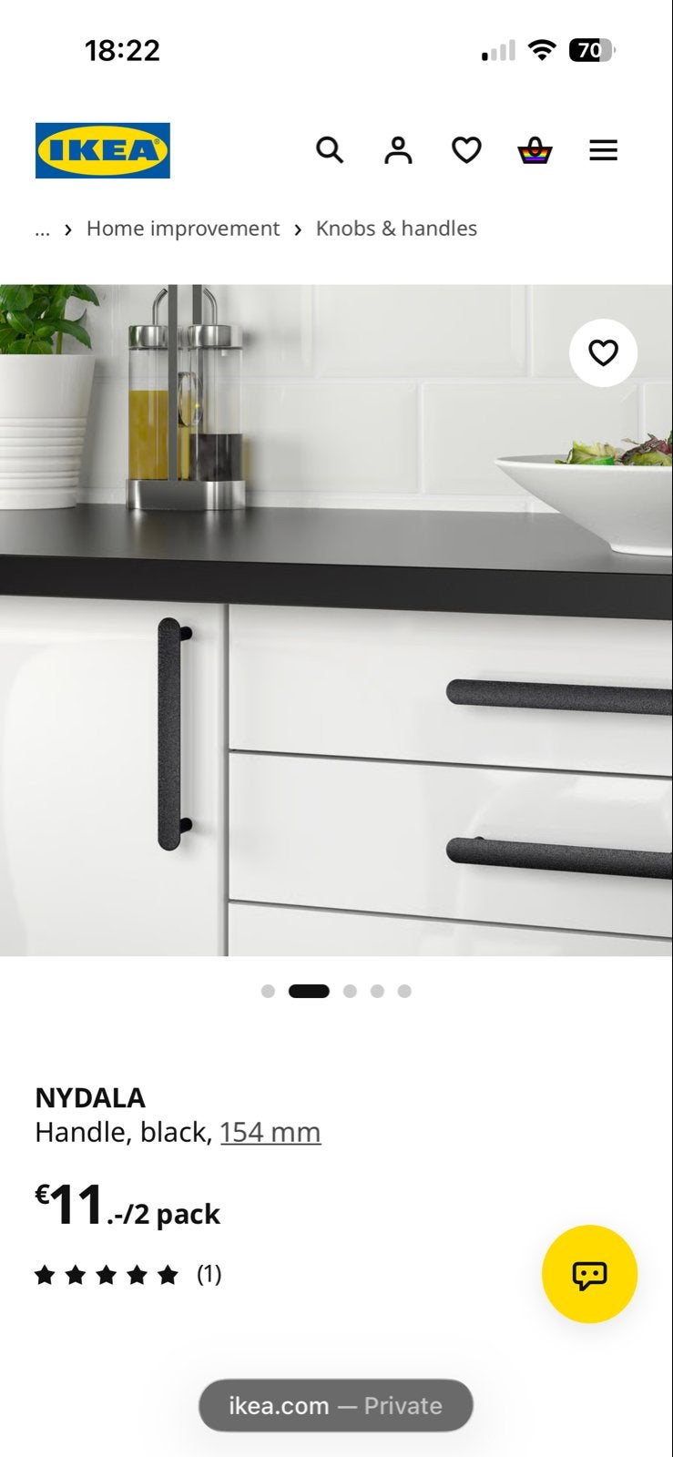 IKEA NYDALA handgrepen en HACKÅS knoppen (13 stuks), Ophalen, Gebruikt, Overige materialen, Klink of Kruk