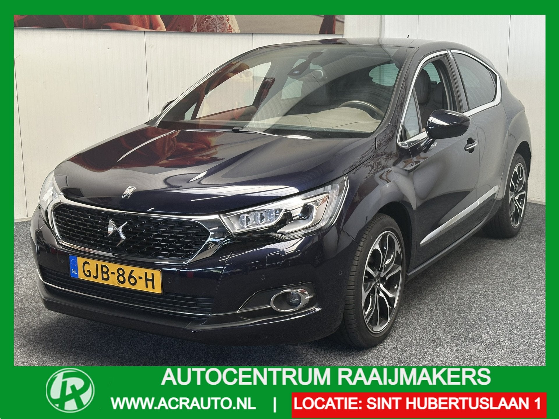 DS DS 4 1.6THP 165PK CHIC AUTOMAAT COGNAC LEDER ACHTERUITRIJ, Auto's, DS, Gebruikt, 4 cilinders, Blauw, 1650 kg