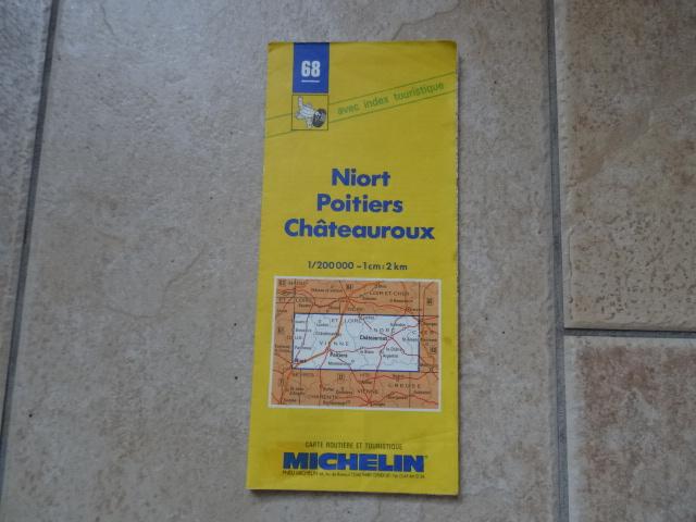 michelin wegenkaart 68 Indre, Vienne, Niort, Poirtiers, Gelezen, Frankrijk, Ophalen of Verzenden, Landkaart