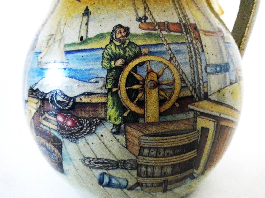 Karaf ijsblokjes compartement beschilderd met schip maritiem, Ophalen of Verzenden