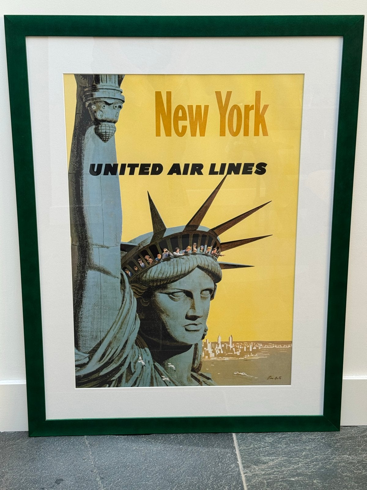 Vintage United Air Lines New York Poster, Ophalen, Zo goed als nieuw, Foto of Poster, 75 – 100