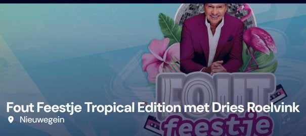 2 x Fout feestje Tropical Edition Nieuwegein 24 okt 2026, Twee personen, Oktober, Overige typen
