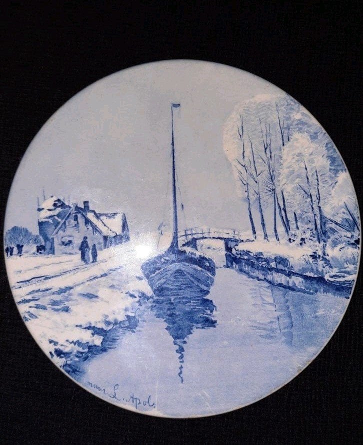 6Antieke porseleinen Blauw-Witte Borden met Diverse Motieve, Ophalen