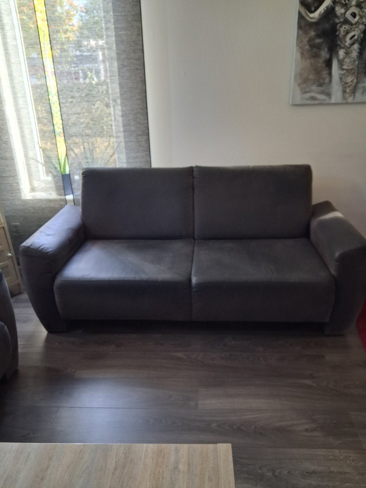 twee en een halfzits bank grijs, Ophalen, Gebruikt, 150 tot 200 cm, Tweepersoons