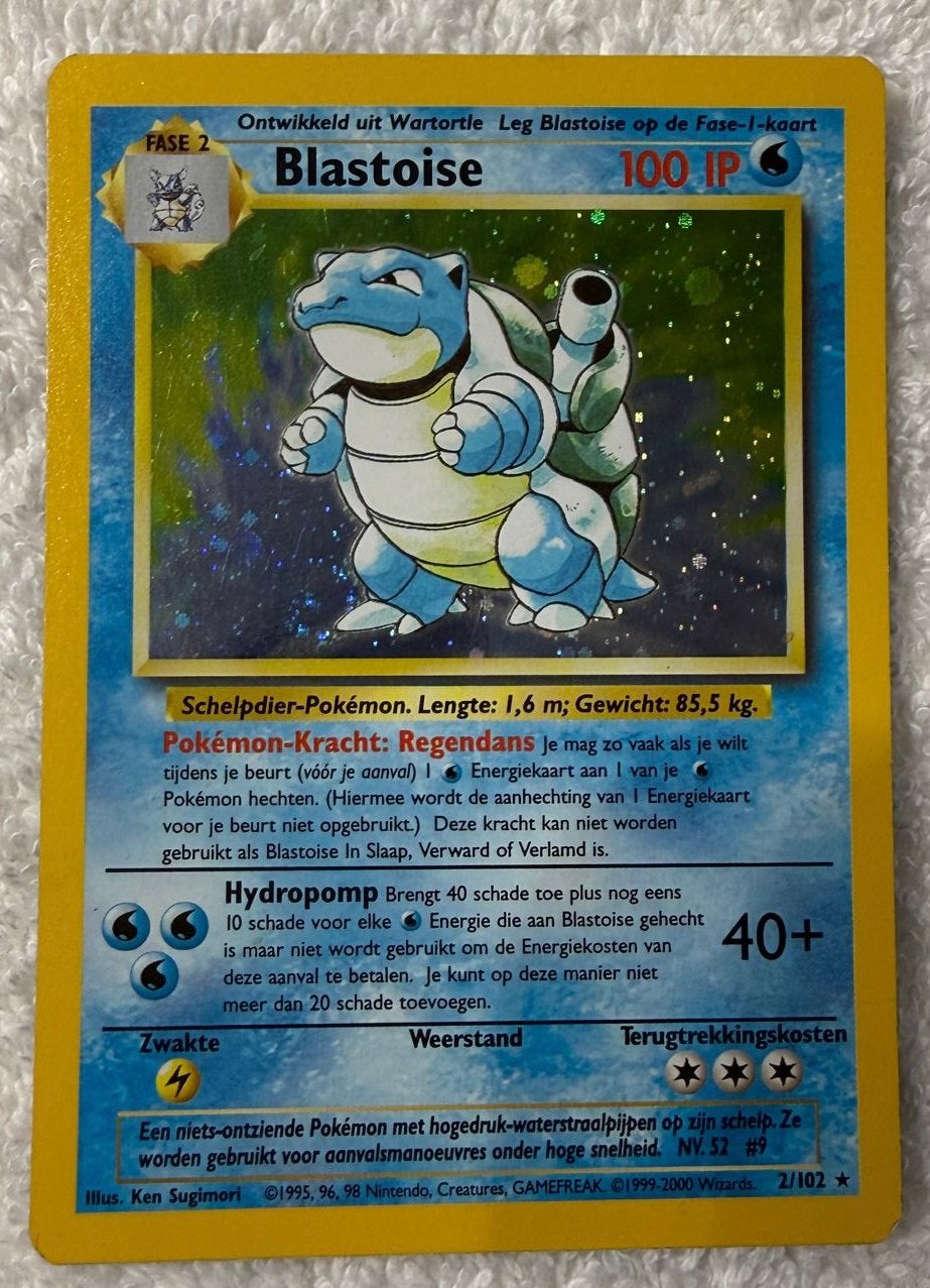 Blastoise holo 2/102 Nederlandse versie, Ophalen of Verzenden, Zo goed als nieuw
