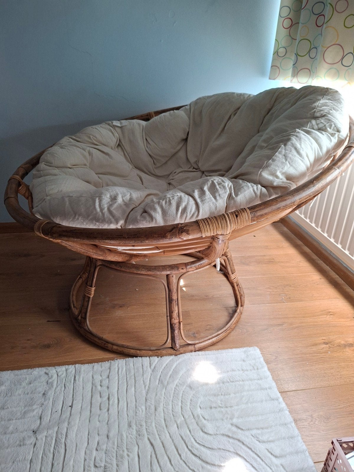 Papasan stoel met kussen - Rotan fauteuil, Gebruikt, Bruin, Stof, Eén
