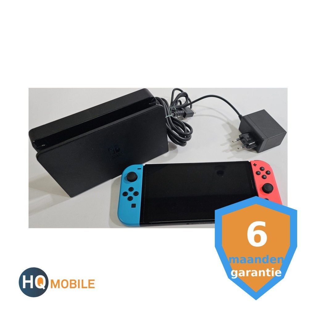 Nintendo Switch Oled - Blauw/Rood | Tweedehands, Switch OLED, Gebruikt, Contact@nintendo.nl, Met 2 controllers