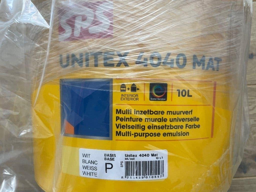 NIEUW Unitex 4040 10 L Multi inzetbare muurverf  Mat Wit, Ophalen, Wit, Nieuw, Verf