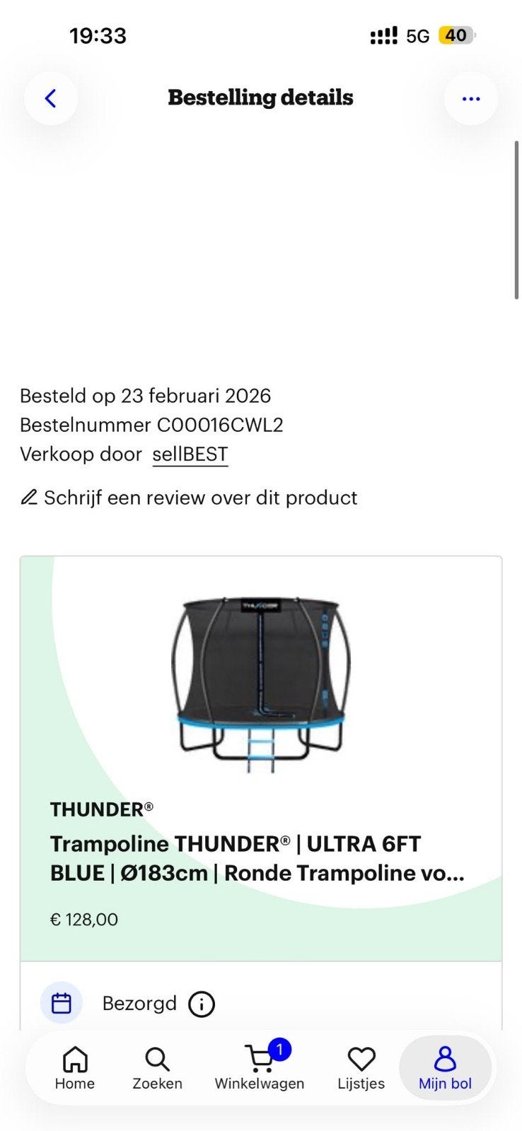 THUNDER Trampoline ULTRA 6FT BLUE Ø183cm, Ophalen, Zo goed als nieuw