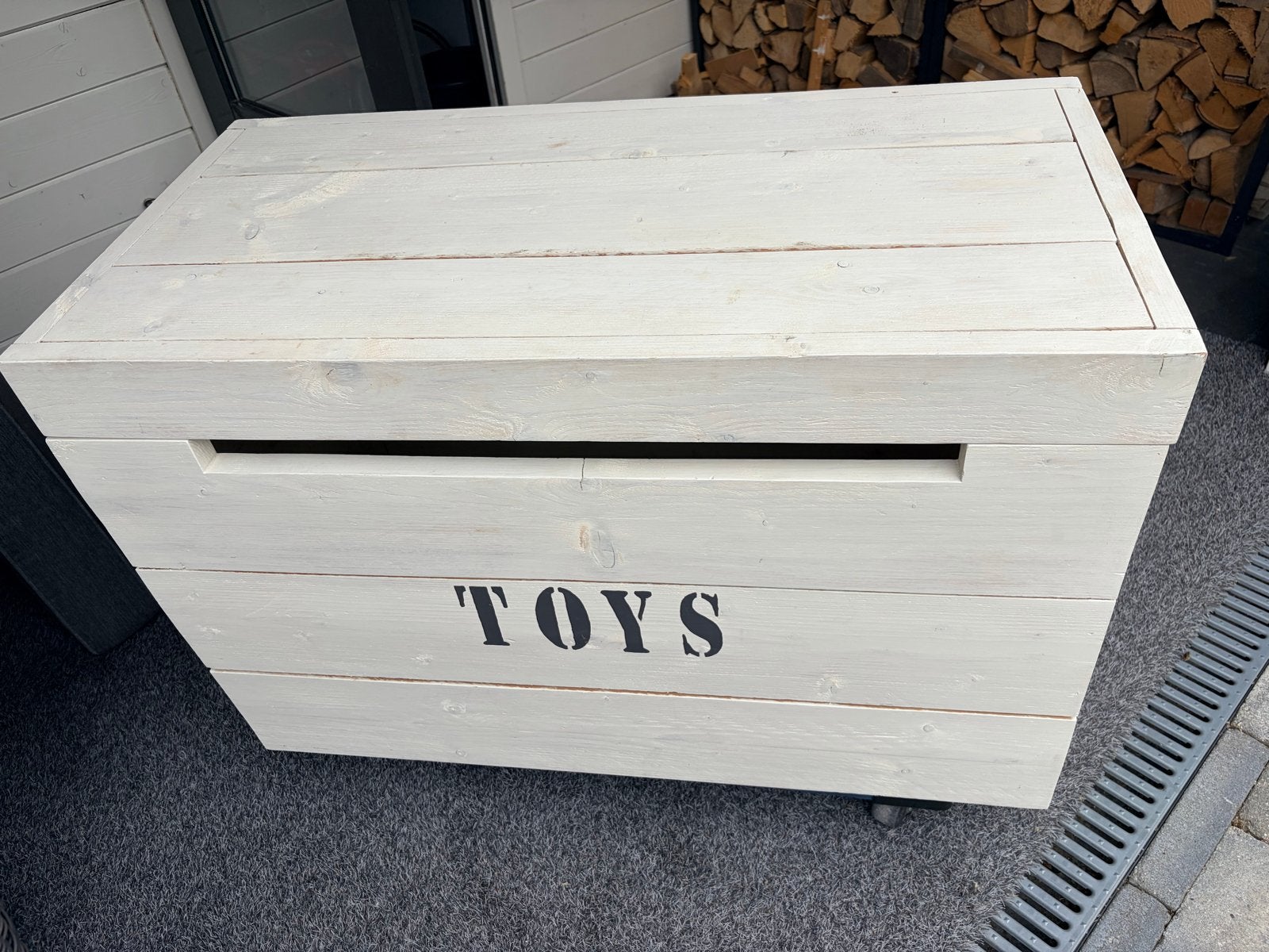 Houten Speelgoedkist- Wit met 'TOYS', Ophalen, 50 – 75, Gebruikt, 100 tot 150 cm