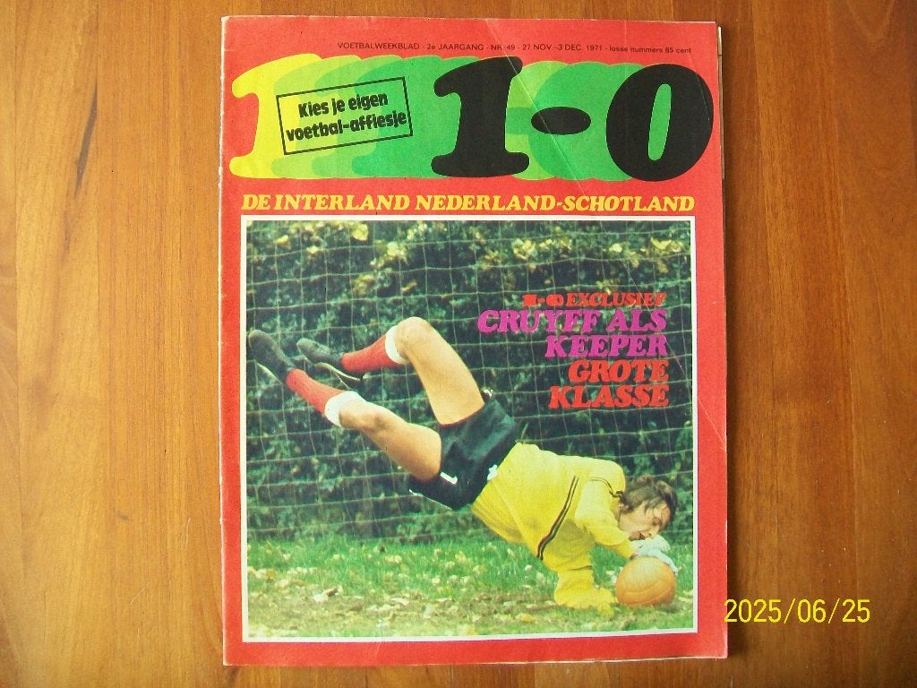 1-0 nummer 49 - 1971 ( o.a. Johan Cruyff als keeper), Verzamelen, Verzenden, Gebruikt, Ajax, Boek of Tijdschrift