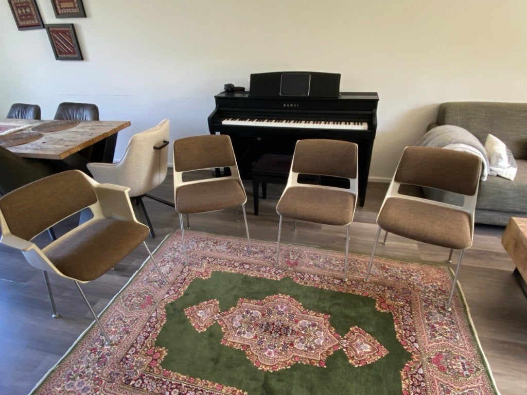 7x Gispen stoelen André Cordemeyer – Vintage Dutch Design, Huis en Inrichting, Stoelen, Ophalen, Gebruikt, Vintage Dutch Design