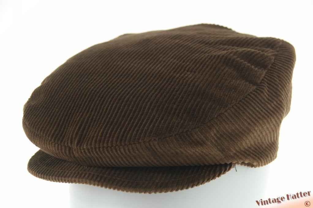 Vintage flatcap Platte pet bruin ribfluweel 58 goede staat, Ophalen of Verzenden, Zo goed als nieuw, 58 of 59 cm (L, 7¼ of ⅜ inch)