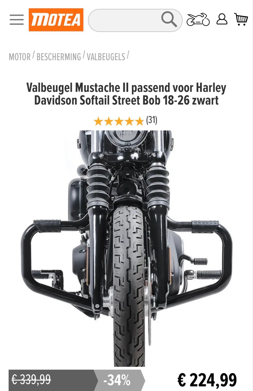 Valbeugel Mustache II Harley Davidson Softail Street Bob, Ophalen of Verzenden, Nieuw
