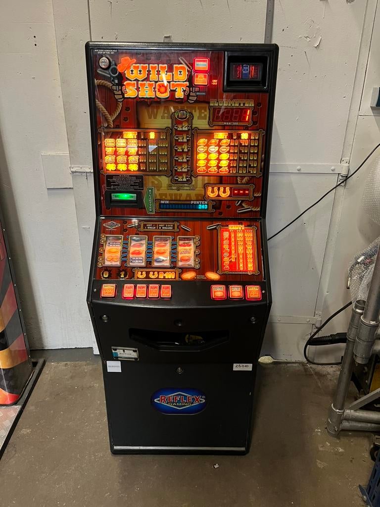 Wild Shot gokkast met biljetlezer en externe batterij, Verzamelen, Automaten | Gokkasten en Fruitautomaten, Gebruikt, Eismaspeelautomaten