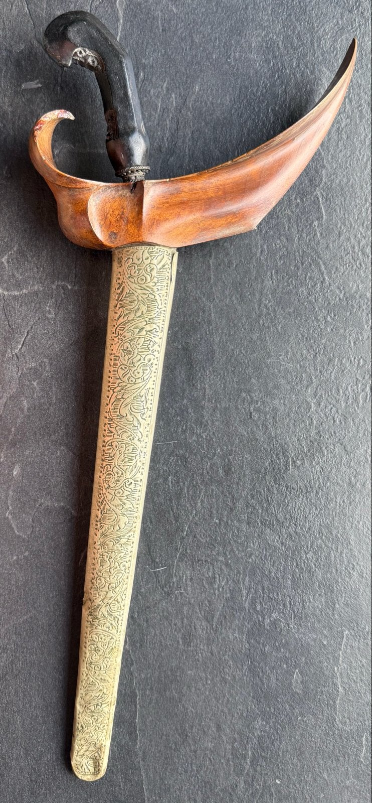 Oude Jokja Kris Keris met rijk bewerkte schede, Antiek en Kunst, Hout, Handgemaakt, Ophalen of Verzenden, Indonesië