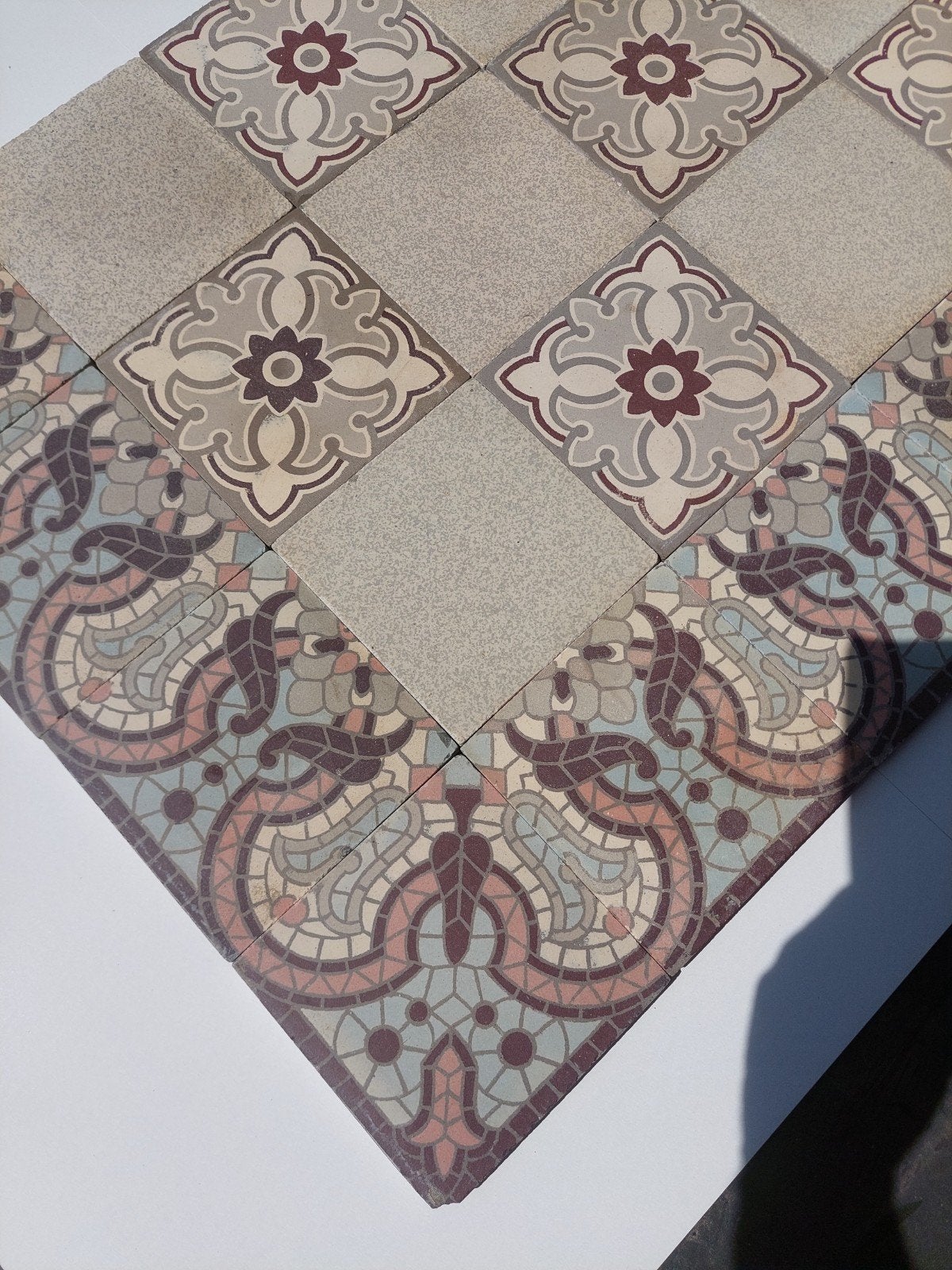 Te Koop; partij oude keramische vloertegels 16,5 m2., Gebruikt, Keramiek, Minder dan 20 cm, 10 m² of meer