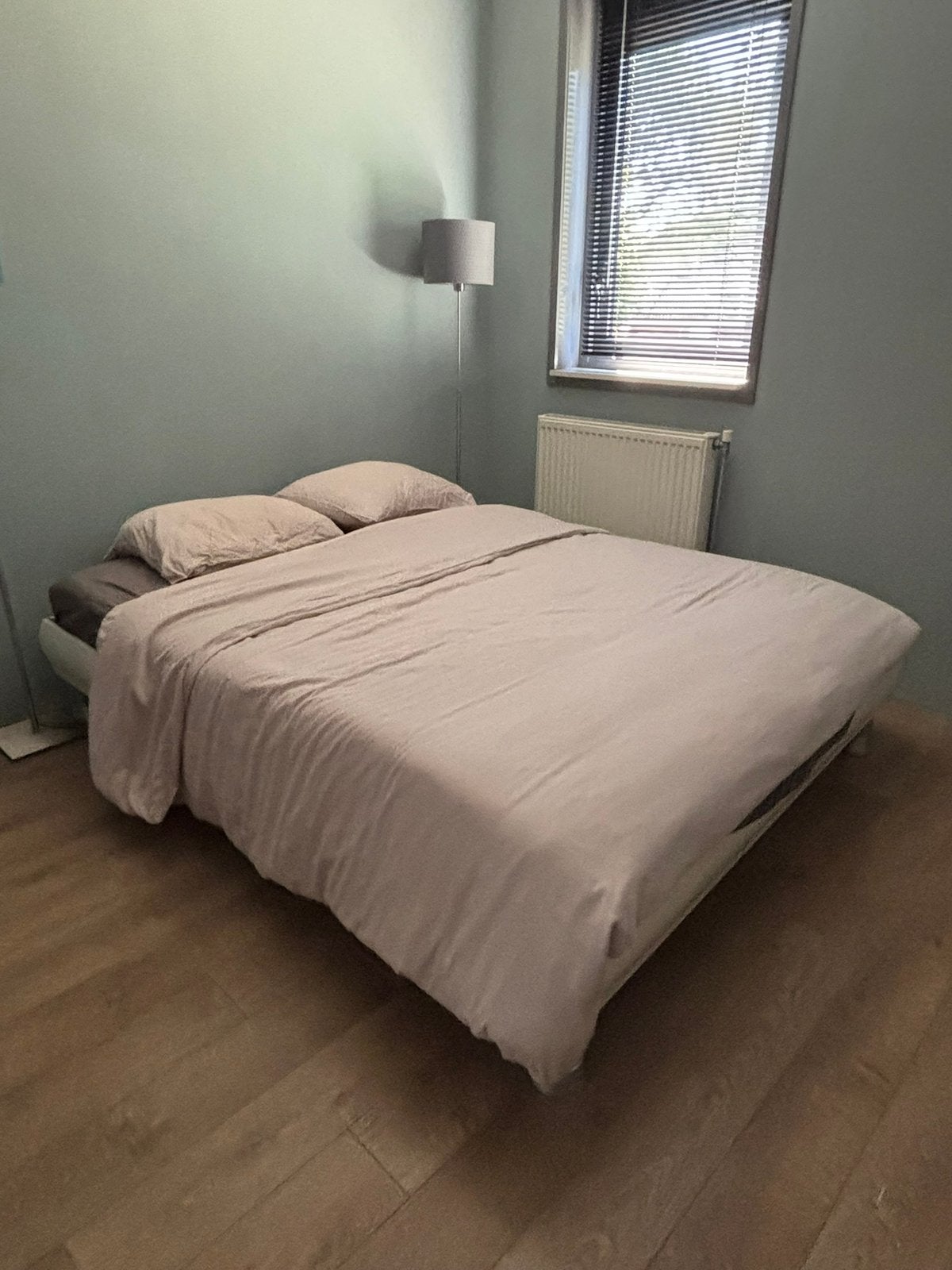 2 persoonsbed met lattenbodem, Ophalen, Gebruikt, Wit, Tweepersoons
